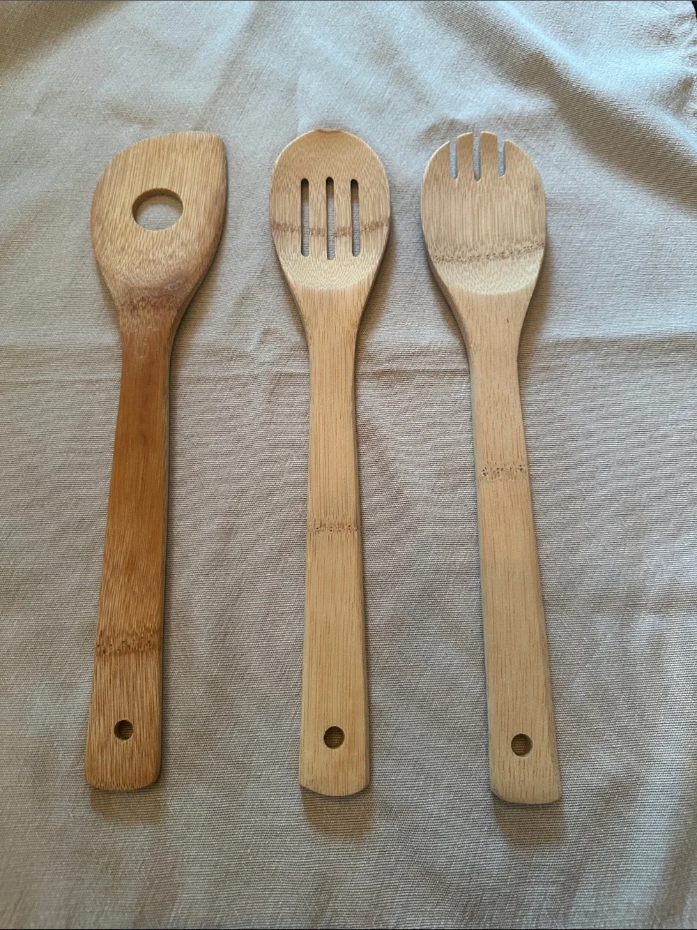 Bamboo Cooking Utensil Set - Natural Wooden Spoons (3-Piece)